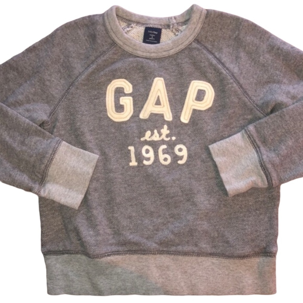 GAP Gray & White Logo Pullover Soft Sweatshirt
